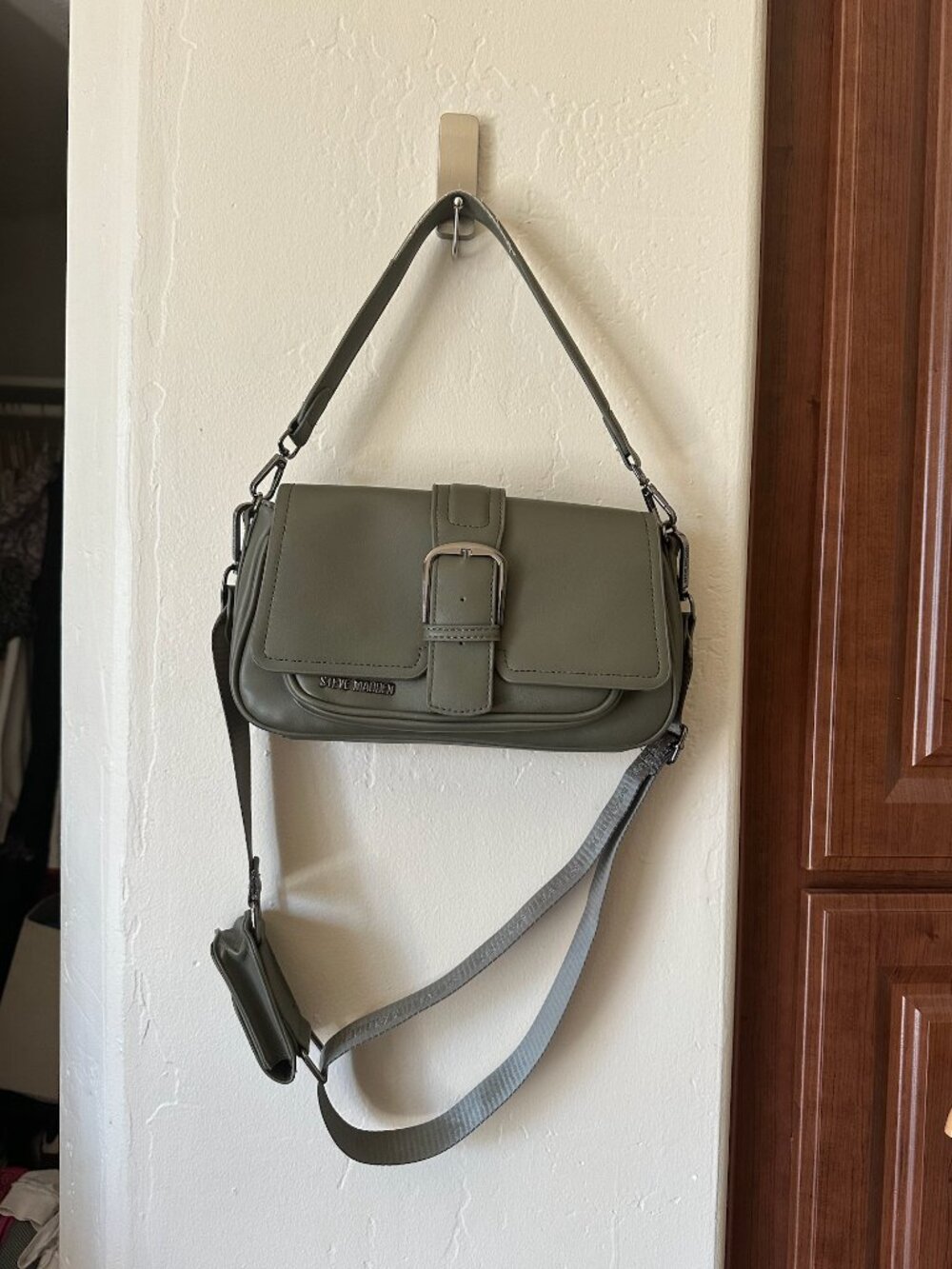 Steve Madden Charle Olive Green Shoulder Bag with Coin Pouch